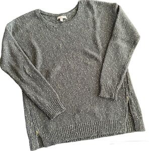 Banana Republic Women’s Gray Silver Metallic Wool Blend Side Zip Sweater Size XL